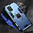 Silikon Hülle Handyhülle und Kunststoff Schutzhülle Hartschalen Tasche mit Magnetisch Fingerring Ständer für Samsung Galaxy A91 Blau