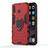 Silikon Hülle Handyhülle und Kunststoff Schutzhülle Hartschalen Tasche mit Magnetisch Fingerring Ständer für Samsung Galaxy M30 Rot