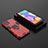 Silikon Hülle Handyhülle und Kunststoff Schutzhülle Hartschalen Tasche mit Magnetisch Fingerring Ständer für Samsung Galaxy M62 4G Rot