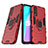 Silikon Hülle Handyhülle und Kunststoff Schutzhülle Hartschalen Tasche mit Magnetisch Fingerring Ständer für Vivo iQOO U1 Rot