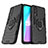 Silikon Hülle Handyhülle und Kunststoff Schutzhülle Hartschalen Tasche mit Magnetisch Fingerring Ständer für Vivo iQOO U1 Schwarz