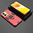 Silikon Hülle Handyhülle und Kunststoff Schutzhülle Hartschalen Tasche mit Magnetisch Fingerring Ständer für Vivo V25 5G Rot