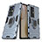 Silikon Hülle Handyhülle und Kunststoff Schutzhülle Hartschalen Tasche mit Magnetisch Fingerring Ständer für Vivo X70 Pro+ Plus 5G Blau