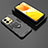 Silikon Hülle Handyhülle und Kunststoff Schutzhülle Hartschalen Tasche mit Magnetisch Fingerring Ständer für Vivo X80 Lite 5G Schwarz