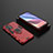 Silikon Hülle Handyhülle und Kunststoff Schutzhülle Hartschalen Tasche mit Magnetisch Fingerring Ständer für Xiaomi Mi 11X 5G Rot