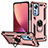 Silikon Hülle Handyhülle und Kunststoff Schutzhülle Hartschalen Tasche mit Magnetisch Fingerring Ständer für Xiaomi Mi 12 5G Rosegold