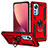 Silikon Hülle Handyhülle und Kunststoff Schutzhülle Hartschalen Tasche mit Magnetisch Fingerring Ständer für Xiaomi Mi 12 5G Rot