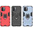 Silikon Hülle Handyhülle und Kunststoff Schutzhülle Hartschalen Tasche mit Magnetisch Fingerring Ständer für Xiaomi Poco C50