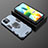 Silikon Hülle Handyhülle und Kunststoff Schutzhülle Hartschalen Tasche mit Magnetisch Fingerring Ständer für Xiaomi Poco C50 Blau