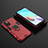 Silikon Hülle Handyhülle und Kunststoff Schutzhülle Hartschalen Tasche mit Magnetisch Fingerring Ständer für Xiaomi Redmi 10 4G Rot