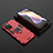 Silikon Hülle Handyhülle und Kunststoff Schutzhülle Hartschalen Tasche mit Magnetisch Fingerring Ständer für Xiaomi Redmi Note 11 Pro+ Plus 5G Rot