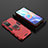 Silikon Hülle Handyhülle und Kunststoff Schutzhülle Hartschalen Tasche mit Magnetisch Fingerring Ständer für Xiaomi Redmi Note 11T 5G Rot