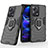 Silikon Hülle Handyhülle und Kunststoff Schutzhülle Hartschalen Tasche mit Magnetisch Fingerring Ständer für Xiaomi Redmi Note 12 Explorer