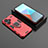 Silikon Hülle Handyhülle und Kunststoff Schutzhülle Hartschalen Tasche mit Magnetisch Fingerring Ständer für Xiaomi Redmi Note 13 Pro+ Plus 5G Rot