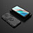 Silikon Hülle Handyhülle und Kunststoff Schutzhülle Hartschalen Tasche mit Magnetisch Fingerring Ständer für Xiaomi Redmi Note 9T 5G Schwarz