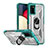 Silikon Hülle Handyhülle und Kunststoff Schutzhülle Hartschalen Tasche mit Magnetisch Fingerring Ständer J01S für Samsung Galaxy A03s