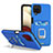 Silikon Hülle Handyhülle und Kunststoff Schutzhülle Hartschalen Tasche mit Magnetisch Fingerring Ständer J01S für Samsung Galaxy A12 Nacho