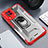 Silikon Hülle Handyhülle und Kunststoff Schutzhülle Hartschalen Tasche mit Magnetisch Fingerring Ständer J01S für Samsung Galaxy A22 4G Rot