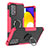 Silikon Hülle Handyhülle und Kunststoff Schutzhülle Hartschalen Tasche mit Magnetisch Fingerring Ständer J01X für Samsung Galaxy A52 4G Pink