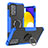 Silikon Hülle Handyhülle und Kunststoff Schutzhülle Hartschalen Tasche mit Magnetisch Fingerring Ständer J01X für Samsung Galaxy A52 5G Blau