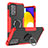 Silikon Hülle Handyhülle und Kunststoff Schutzhülle Hartschalen Tasche mit Magnetisch Fingerring Ständer J01X für Samsung Galaxy A52 5G Rot