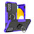 Silikon Hülle Handyhülle und Kunststoff Schutzhülle Hartschalen Tasche mit Magnetisch Fingerring Ständer J01X für Samsung Galaxy A52 5G Violett