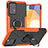 Silikon Hülle Handyhülle und Kunststoff Schutzhülle Hartschalen Tasche mit Magnetisch Fingerring Ständer J01X für Samsung Galaxy A72 4G Orange