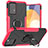 Silikon Hülle Handyhülle und Kunststoff Schutzhülle Hartschalen Tasche mit Magnetisch Fingerring Ständer J01X für Samsung Galaxy A72 4G Pink