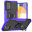 Silikon Hülle Handyhülle und Kunststoff Schutzhülle Hartschalen Tasche mit Magnetisch Fingerring Ständer J01X für Samsung Galaxy A72 4G Violett