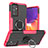 Silikon Hülle Handyhülle und Kunststoff Schutzhülle Hartschalen Tasche mit Magnetisch Fingerring Ständer J01X für Samsung Galaxy A82 5G Pink