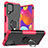 Silikon Hülle Handyhülle und Kunststoff Schutzhülle Hartschalen Tasche mit Magnetisch Fingerring Ständer J01X für Samsung Galaxy F62 5G Pink