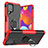 Silikon Hülle Handyhülle und Kunststoff Schutzhülle Hartschalen Tasche mit Magnetisch Fingerring Ständer J01X für Samsung Galaxy F62 5G Rot