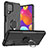 Silikon Hülle Handyhülle und Kunststoff Schutzhülle Hartschalen Tasche mit Magnetisch Fingerring Ständer J01X für Samsung Galaxy F62 5G Schwarz