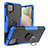 Silikon Hülle Handyhülle und Kunststoff Schutzhülle Hartschalen Tasche mit Magnetisch Fingerring Ständer J01X für Samsung Galaxy M12 Blau