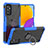 Silikon Hülle Handyhülle und Kunststoff Schutzhülle Hartschalen Tasche mit Magnetisch Fingerring Ständer J01X für Samsung Galaxy M52 5G Blau