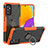 Silikon Hülle Handyhülle und Kunststoff Schutzhülle Hartschalen Tasche mit Magnetisch Fingerring Ständer J01X für Samsung Galaxy M52 5G Orange