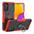Silikon Hülle Handyhülle und Kunststoff Schutzhülle Hartschalen Tasche mit Magnetisch Fingerring Ständer J01X für Samsung Galaxy M52 5G Rot