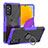 Silikon Hülle Handyhülle und Kunststoff Schutzhülle Hartschalen Tasche mit Magnetisch Fingerring Ständer J01X für Samsung Galaxy M52 5G Violett