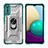 Silikon Hülle Handyhülle und Kunststoff Schutzhülle Hartschalen Tasche mit Magnetisch Fingerring Ständer J02S für Samsung Galaxy A02 Grün