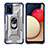 Silikon Hülle Handyhülle und Kunststoff Schutzhülle Hartschalen Tasche mit Magnetisch Fingerring Ständer J02S für Samsung Galaxy A03s