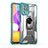 Silikon Hülle Handyhülle und Kunststoff Schutzhülle Hartschalen Tasche mit Magnetisch Fingerring Ständer J02S für Samsung Galaxy A22 4G