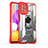 Silikon Hülle Handyhülle und Kunststoff Schutzhülle Hartschalen Tasche mit Magnetisch Fingerring Ständer J02S für Samsung Galaxy A22 4G Rot