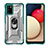 Silikon Hülle Handyhülle und Kunststoff Schutzhülle Hartschalen Tasche mit Magnetisch Fingerring Ständer J02S für Samsung Galaxy M02s Grün