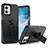 Silikon Hülle Handyhülle und Kunststoff Schutzhülle Hartschalen Tasche mit Magnetisch Fingerring Ständer J03S für Motorola Moto G 5G (2023) Schwarz
