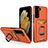 Silikon Hülle Handyhülle und Kunststoff Schutzhülle Hartschalen Tasche mit Magnetisch Fingerring Ständer J03S für Samsung Galaxy S22 5G Orange