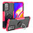 Silikon Hülle Handyhülle und Kunststoff Schutzhülle Hartschalen Tasche mit Magnetisch Fingerring Ständer JX1 für Oppo A94 5G Rot