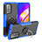 Silikon Hülle Handyhülle und Kunststoff Schutzhülle Hartschalen Tasche mit Magnetisch Fingerring Ständer JX1 für Oppo A95 5G Blau