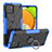 Silikon Hülle Handyhülle und Kunststoff Schutzhülle Hartschalen Tasche mit Magnetisch Fingerring Ständer JX1 für Samsung Galaxy A03 Blau