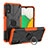 Silikon Hülle Handyhülle und Kunststoff Schutzhülle Hartschalen Tasche mit Magnetisch Fingerring Ständer JX1 für Samsung Galaxy A03 Core Orange