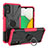 Silikon Hülle Handyhülle und Kunststoff Schutzhülle Hartschalen Tasche mit Magnetisch Fingerring Ständer JX1 für Samsung Galaxy A03 Core Pink